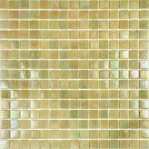 Nacreous 12 in. x 12 in. Glossy Beige Glass Mosaic Wall and Floor Tile (20 sq. ft./case) (20-pack)