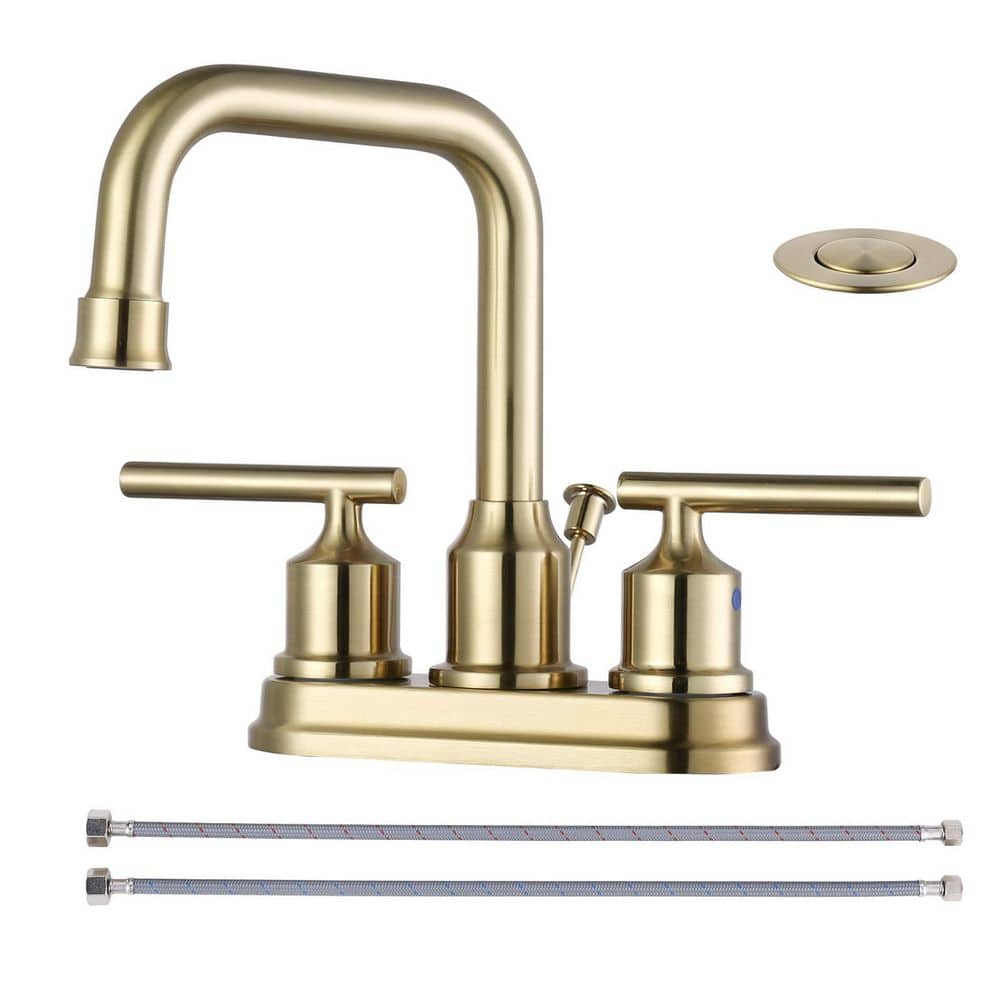 4 in. Centerset Double-Handle High Arc Bathroom Sink Faucet in Brushed Gold price history on PriceWatchPro