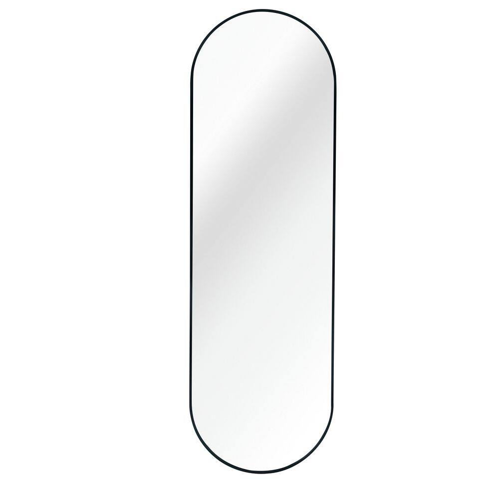 Black 63 in. W x 20 in. H Classic Pill Shaped Aluminum Framed Full Length M
