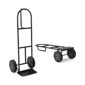 660 lb. P-Handle Sack Hand Truck with 10 in. Wheels and Foldable Load Area -Black