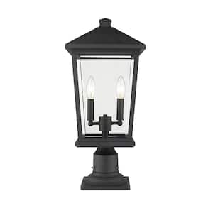 Beacon 21.5 in. 2-Light Black Aluminum Hardwired Outdoor Weather Resistant Pier Mount Light with No Bulb included
