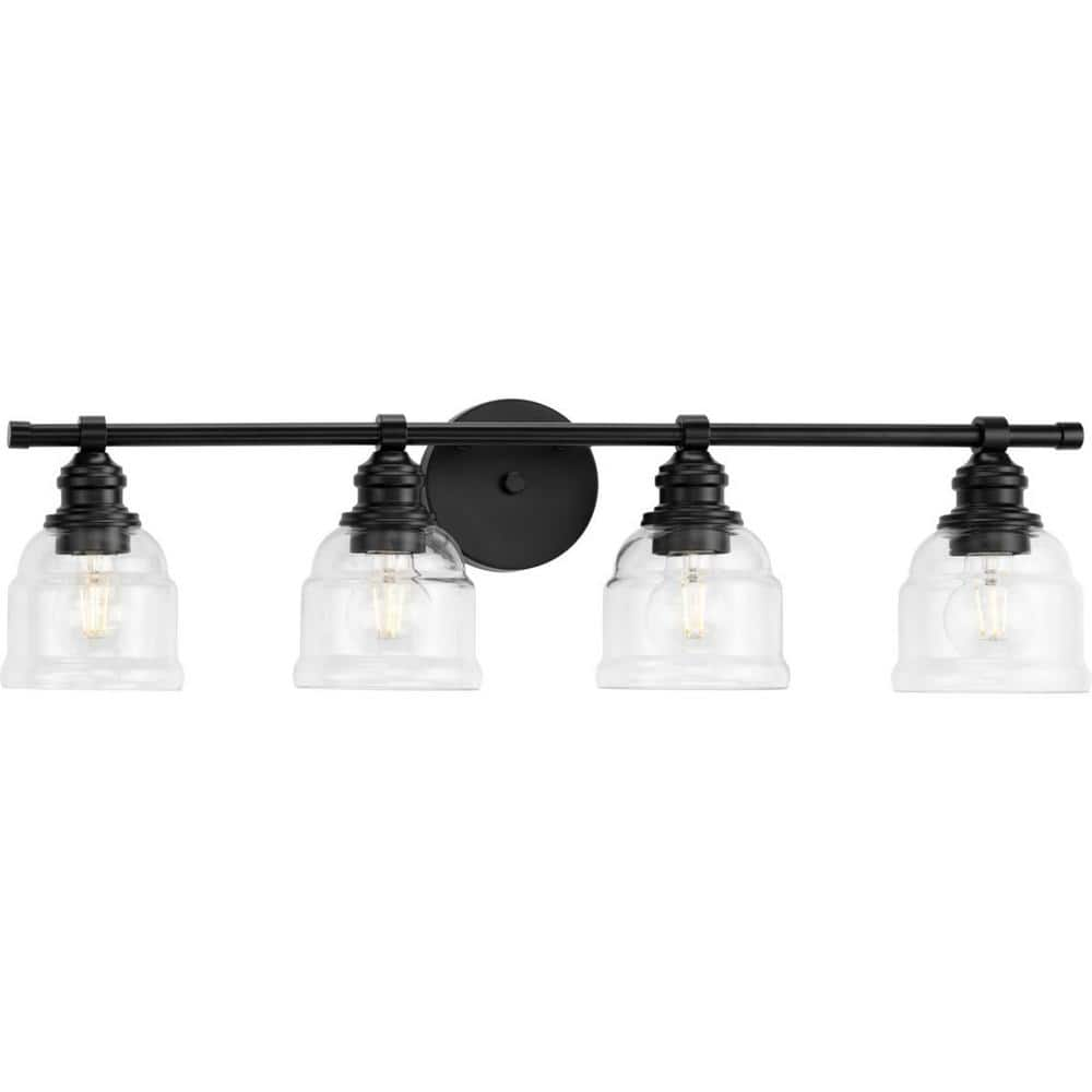 Progress Lighting Ambrose 23.5 in. 4-Light Matte Black with Clear Glass ...