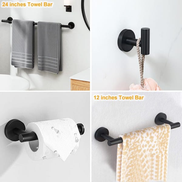 4 -Piece Bath Hardware Set with Mounting Hardware in Stainless Steel Matte Black