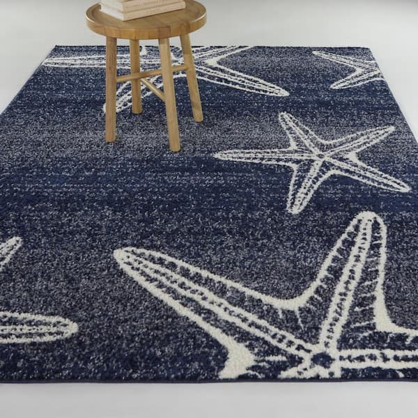Wade Navy Blue 5 ft. x 7 ft. Animal Print Area Rug