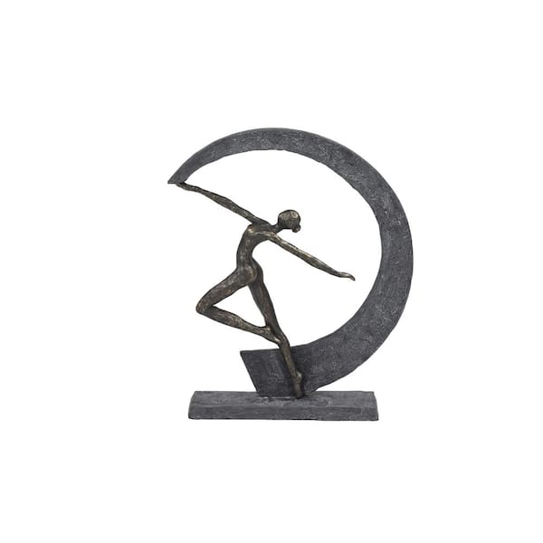 Litton Lane 15 in. x 12 in. Gray Resin Modern Dancer Sculpture