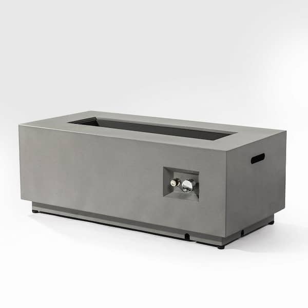 Unbranded 42 in. Gray Rectangle Outdoor Propane Fire Pit Table with Glass Wind Guard