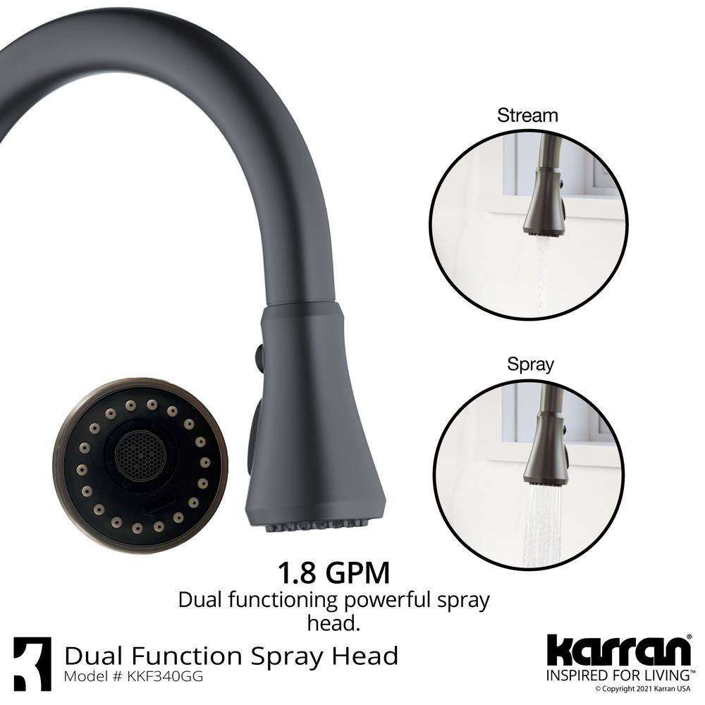 Gunmetal Gray Stainless Steel Touchless Pull-Down Kitchen Faucet