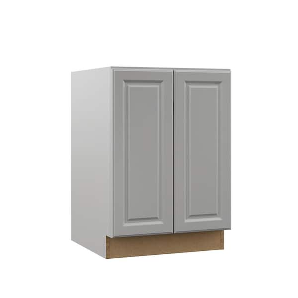 Hampton Bay Designer Series Elgin Assembled 24x34.5x23.75 in. Full Height Door Base Kitchen Cabinet in Heron Gray