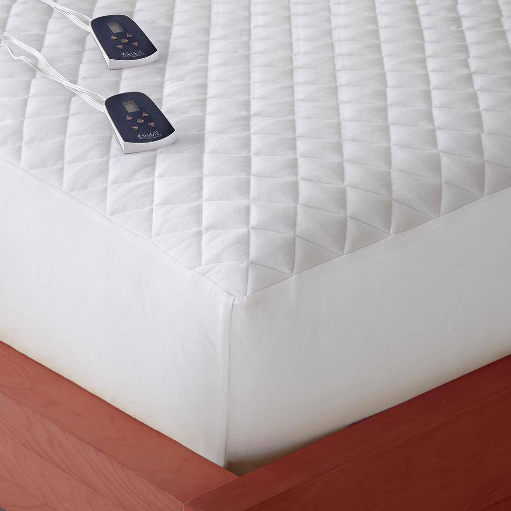 Twin White Micro Flannel Heated Mattress Pad