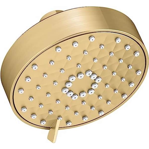 Unbranded 3-Spray Patterns with 1.75 GPM 4 in. Wall Mount Rain Fixed Shower Head in Vibrant Brushed Moderne Brass