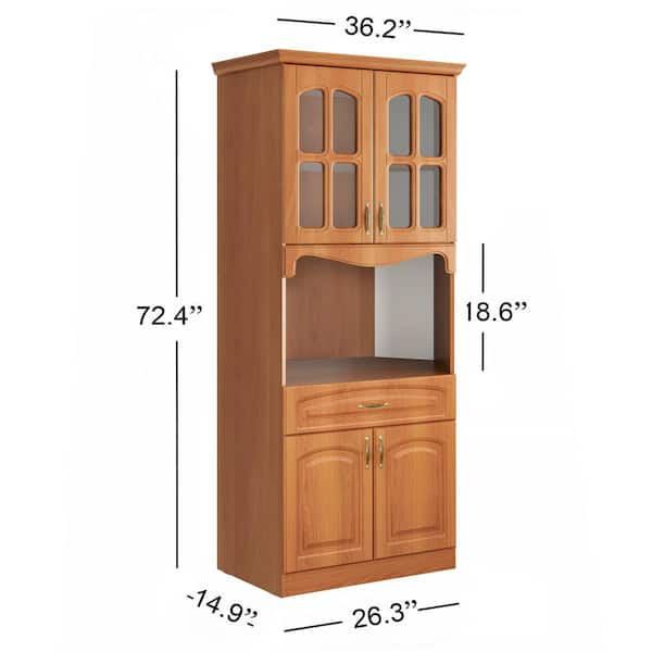 LIVING SKOG Galiano Cherry 73 in. Kitchen Pantry Storage Cabinet Buffet  with Hutch and Drawer T8 - The Home Depot