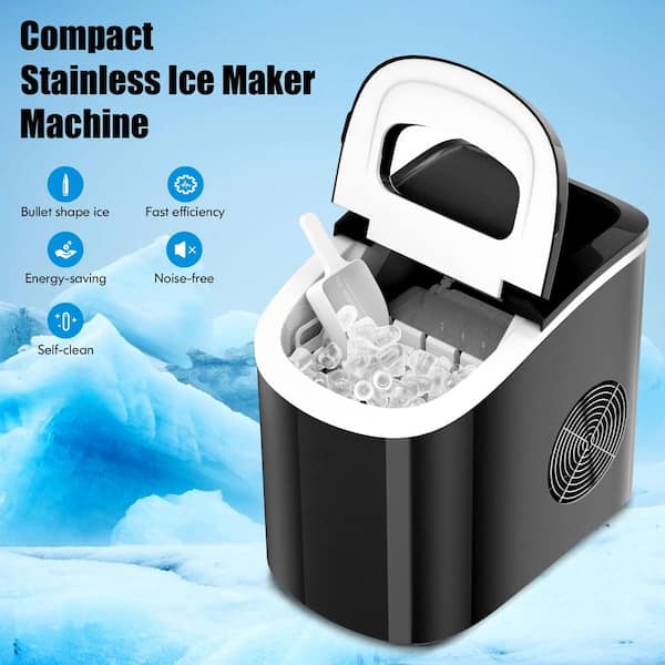 WELLFOR 26 lb. Portable Ice Maker in Silver with Ice Scoop and Detachable  Basket EP-HPY-24744US-SL - The Home Depot