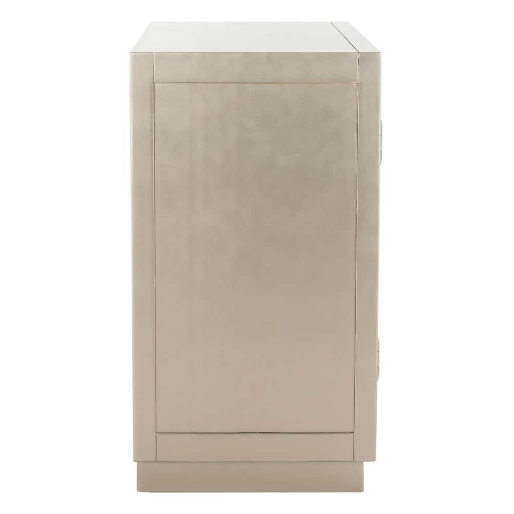 Gray Mirrored Glam Art Deco Accent Cabinet