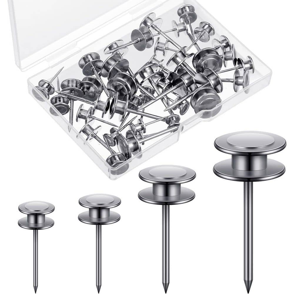 Silver Double Headed Picture Hangers Nails Kit 4-Sizes 40-Piece Set for Han