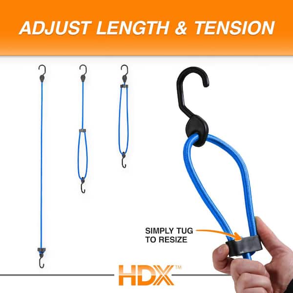 HDX 22 in. to 32 in. Adjustable Super Strong Bungee, Blue (2-Pack