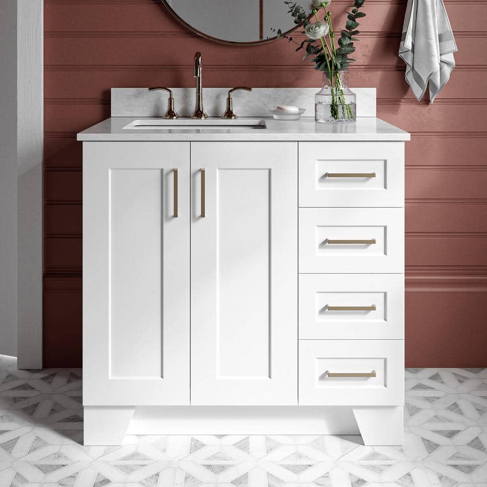 Taylor 36 in. Single Sink Freestanding Bathroom Vanity in White with 0.75 in. Carrara White Marble Top price history on PriceWatchPro