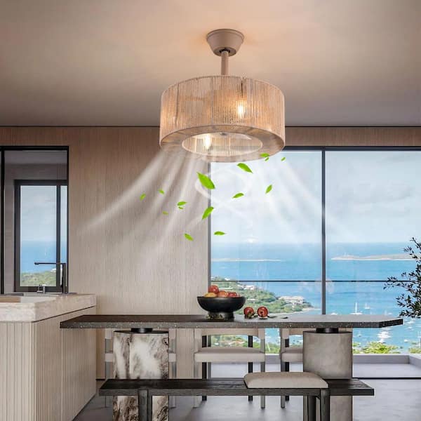 18 in. Indoor Brown Industrial Semi-Closed Ceiling Fan with Reversible 6 Speeds Motor and Remote, No Bulbs Included