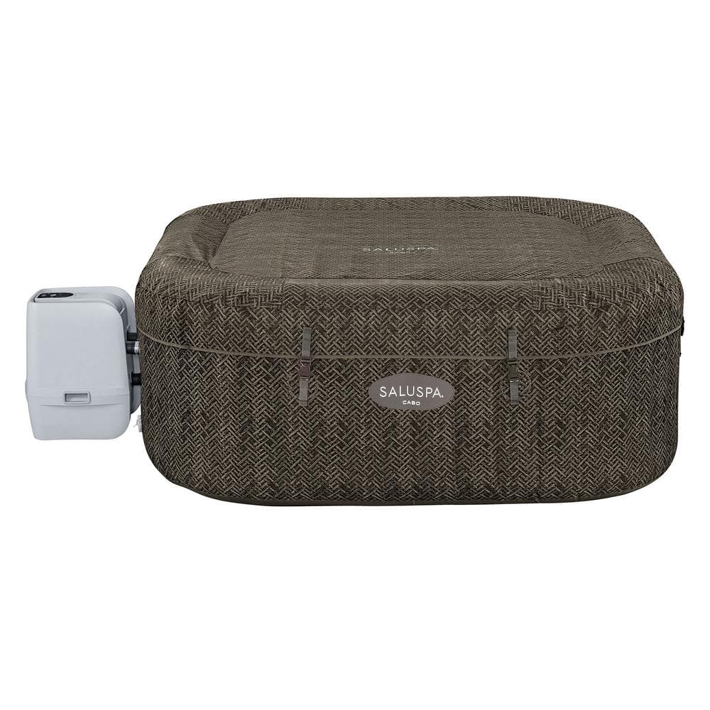 Bestway SaluSpa 6-Person Brown Inflatable Square Hot Tub with Seats and Headrest