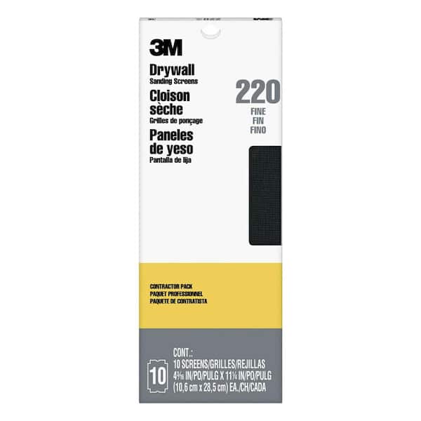 3M 4-3/16 in. x 11-1/4 in. (10.6 cm x 28.5 cm) 220 Grit Fine Drywall Sanding Screens Pro-Pak (10-Sheets per Pack)