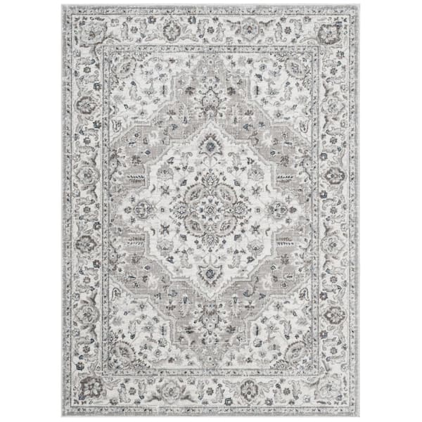 Home Dynamix Belmar Sterling Grey/Ivory 8 ft. x 10 ft. Medallion Area Rug