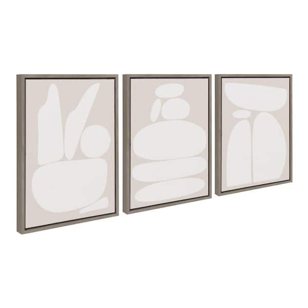 Kate and Laurel Sylvie Zen Rock Garden by the Creative Bunch Studio 3-Piece Framed Art Print 24 in. x 18 in.