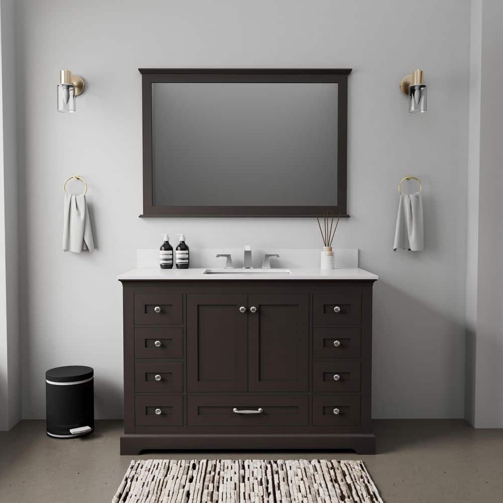 Dukes 48 in. W x 22 in. D Espresso Single Bath Vanity, White Quartz Top, and 46 in. Mirror price history on PriceWatchPro