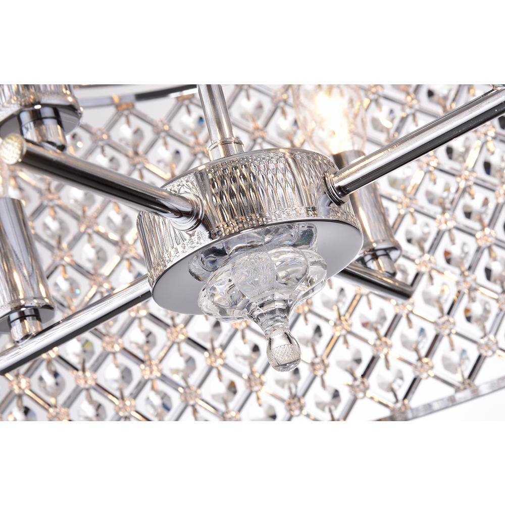 Chrome Crystal Drum Semi-Flush Mount Chandelier, 17-inch