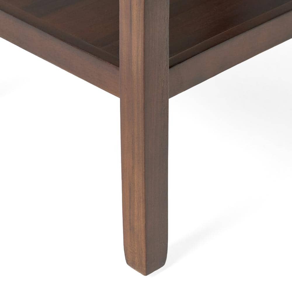 Brown Mahogany Rectangular Wood End Table with Storage