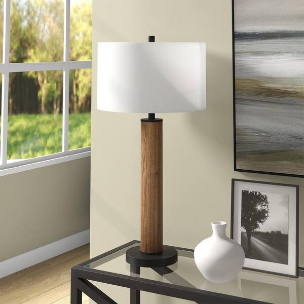 rustic oak table lamp