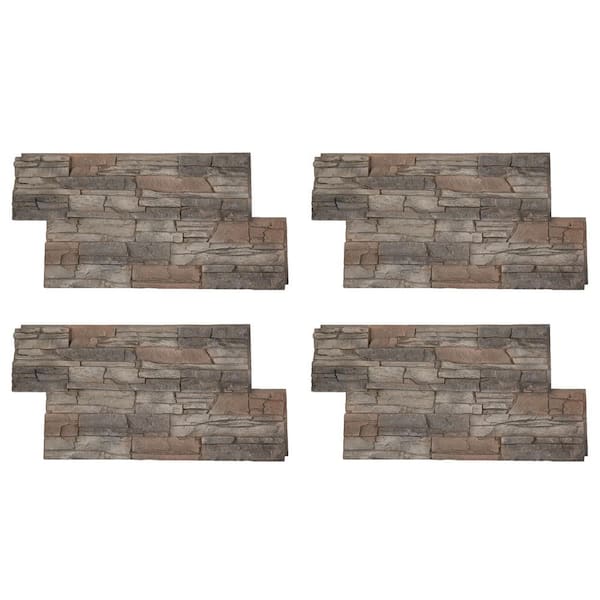GenStone Stacked Stone 24 in. x 42 in. Kenai Faux Stone Siding Panel (4-Pack)