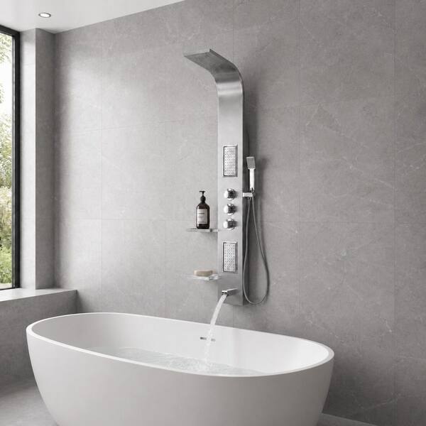 ANZZI FIELD Series 58 in. 2-Jetted Full Body Shower Panel System