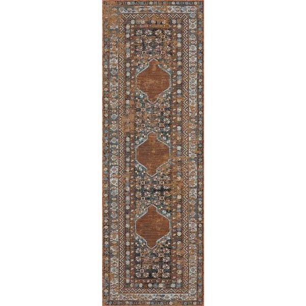 Vanelle Traditional Brown 3 ft. x 8 ft. Outdoor Runner Rug