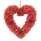 20 in. Height Pink Rose Floral Valentine's Heart Wreath