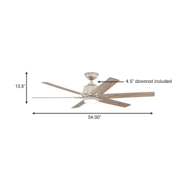 Kensgrove 54 in. Integrated LED Brushed Nickel Ceiling Fan with Light and Remote 2024