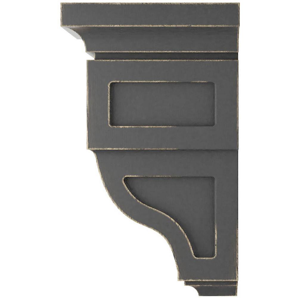 Black Rubberwood Vintage Architectural Corbel, 8" Height