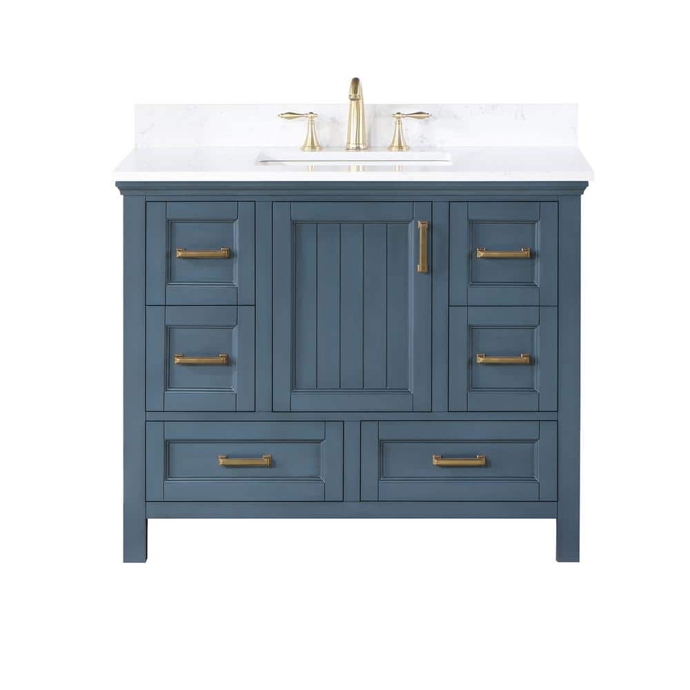 Altair Isla 42 in. W x 22 in. D x 34.5 in. H Single Sink Bath Vanity in Classic Blue with Composite Stone top in White -  538042-CB-AW-NM