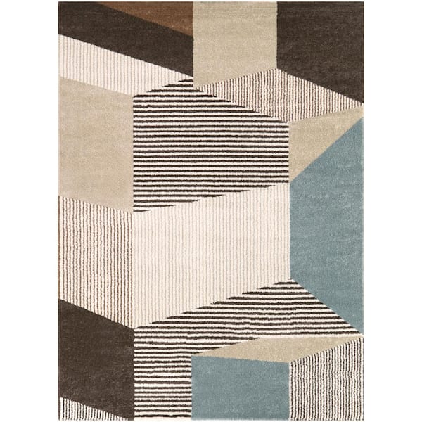 Evelina Cream 5 ft. x 7 ft. Abstract Area Rug