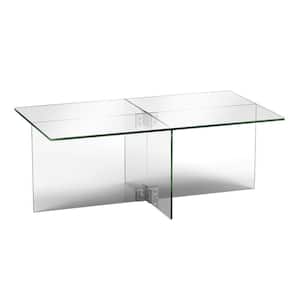 Gehry 24 in. Clear Glass Rectangular Glass Top Coffee Table