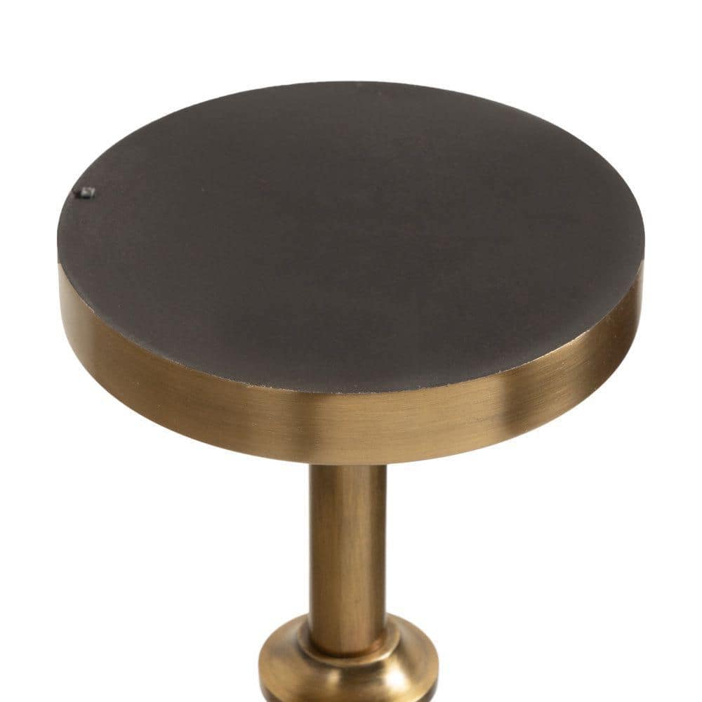 Engles 10 in. Gold Round Marble End Table - thumbnail 9