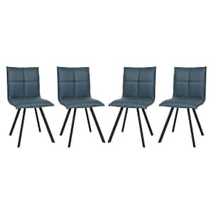 Wesley Peacock Blue Faux Leather Dining Chair Set of 4