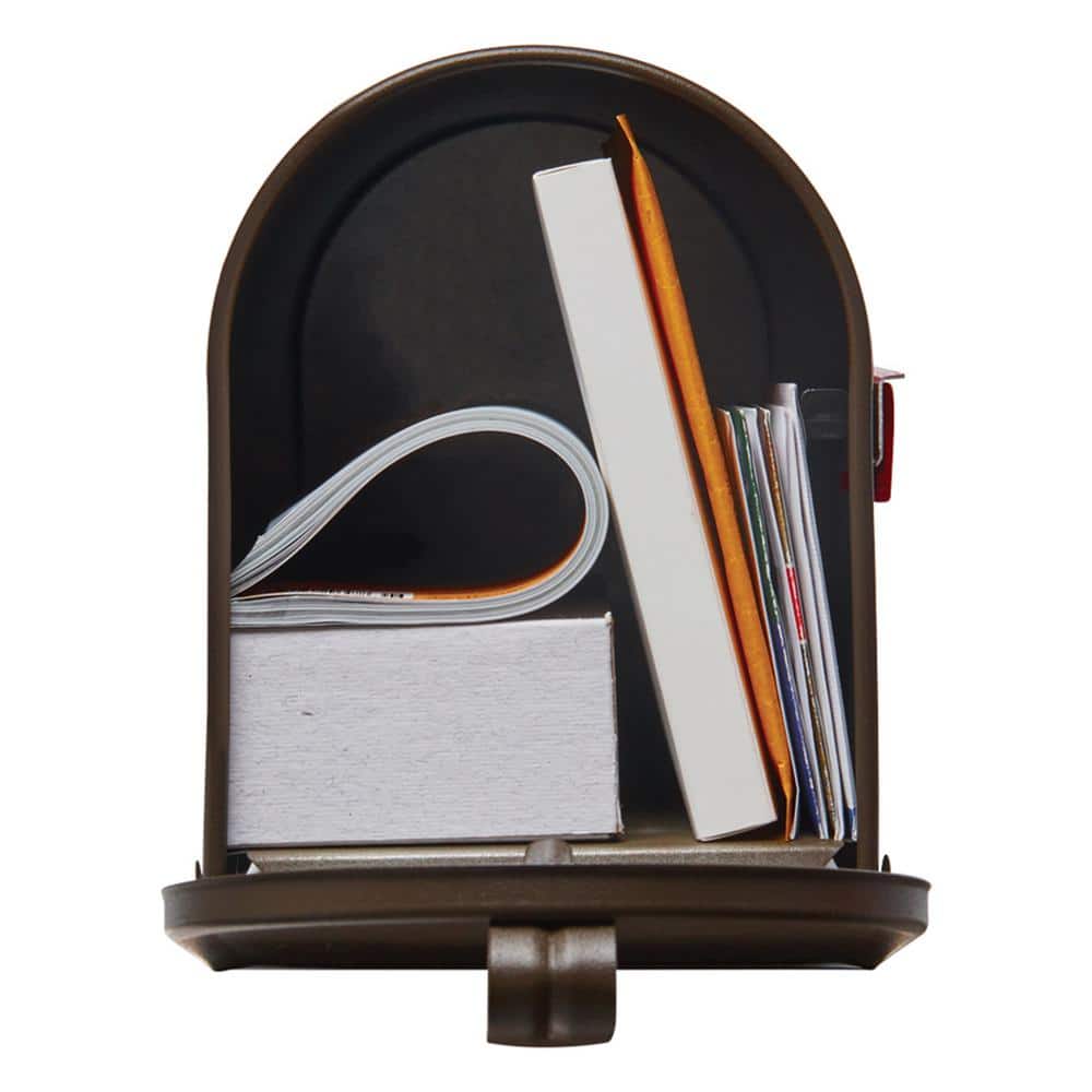 Medium Venetian Bronze Steel Post-Mount Mailbox
