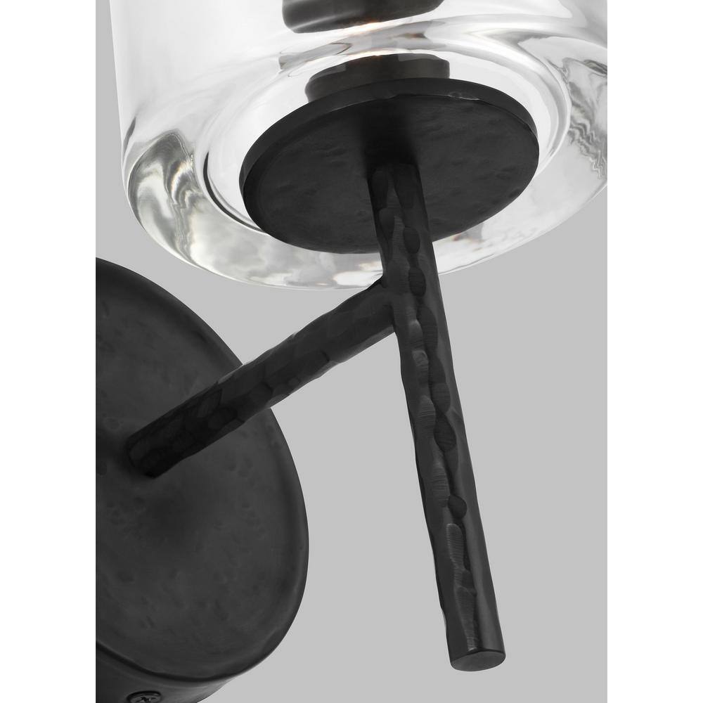 Aged Iron Clear Glass Dimmable Sconce with Torpedo Bulb