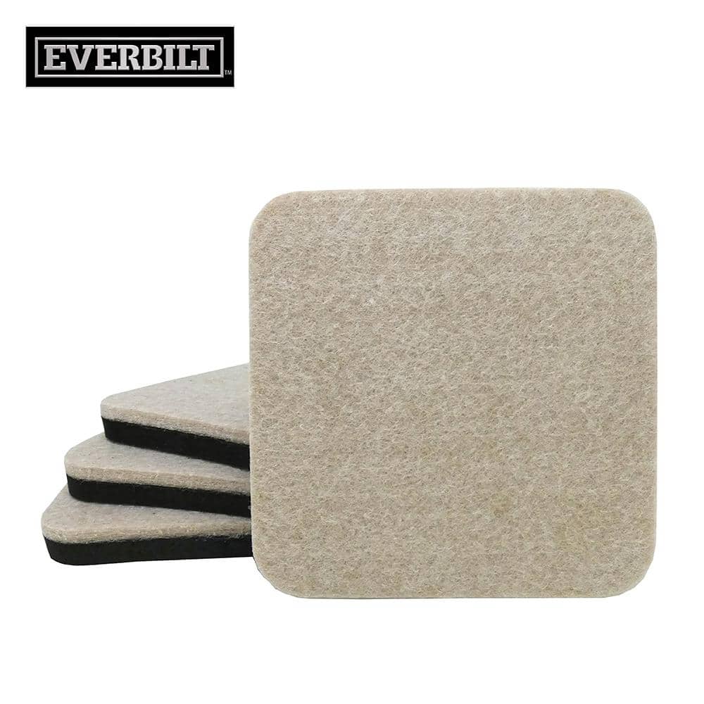 Everbilt 4 in. Beige and Black Square Felt Heavy Duty Furniture Slider
