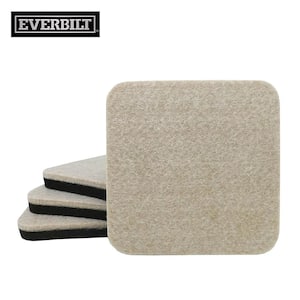 4 in. Beige and Black Square Felt Heavy Duty Furniture Slider Pads for Hard Floors (4-Pack)