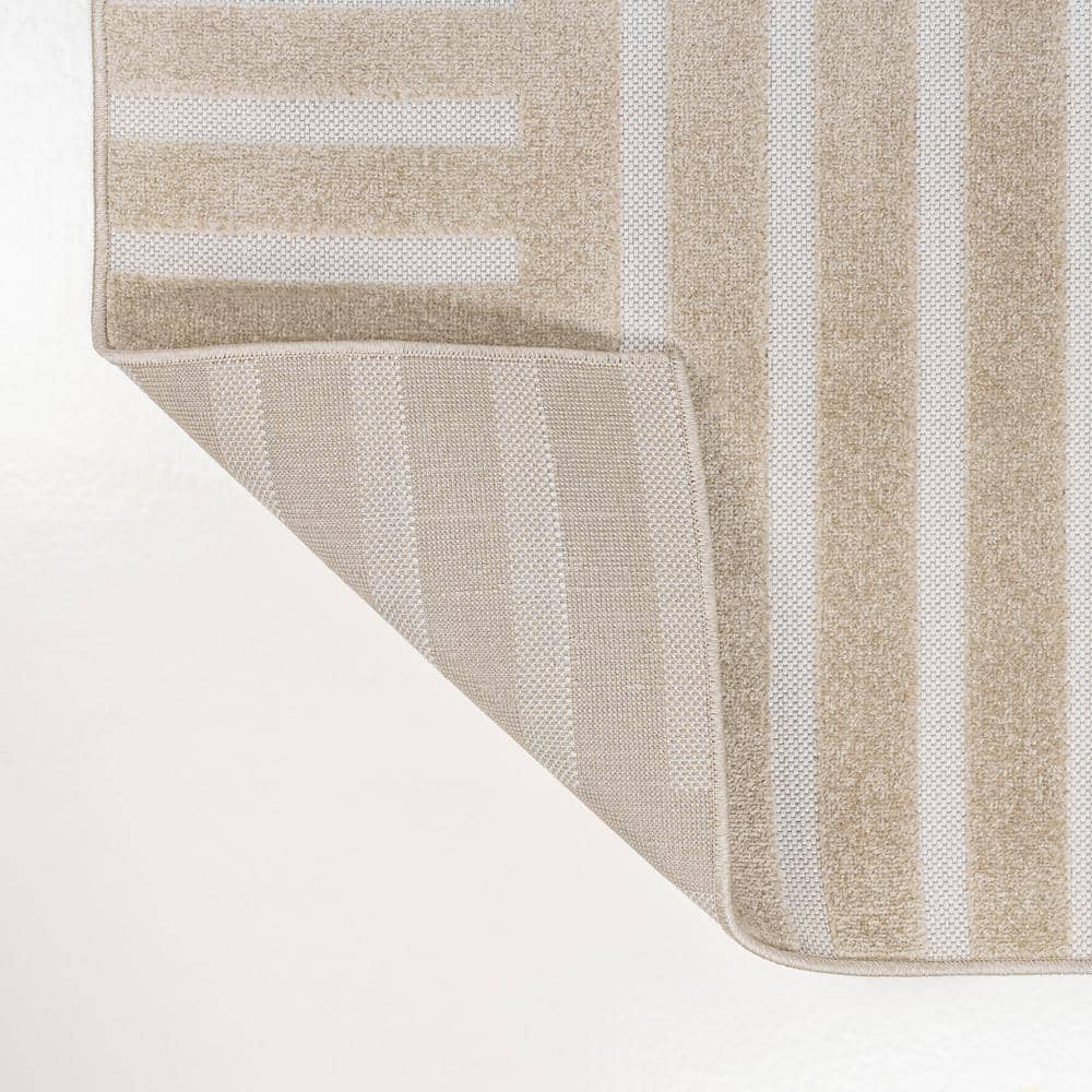 Anders High-Low Beige and Cream 8x10 Stripe Area Rug
