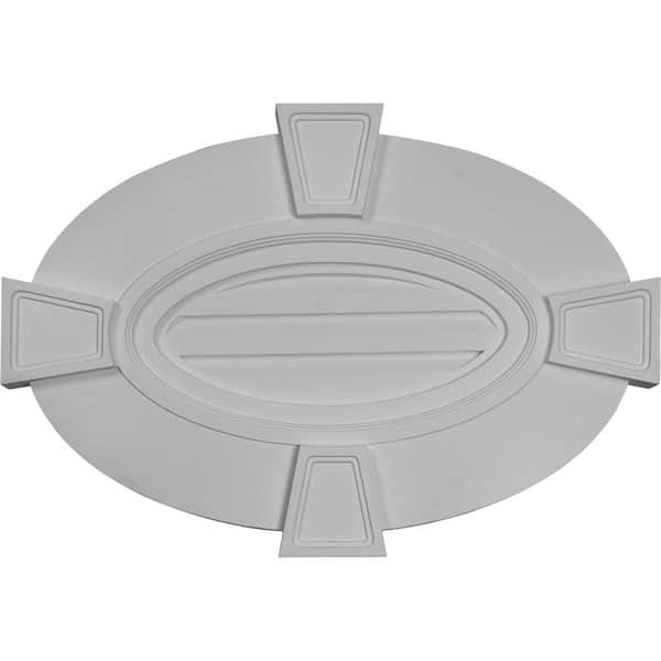 Ekena Millwork 29 in. x 20 in. Oval Primed Polyurethane Paintable Gable Louver Vent Non-Functional