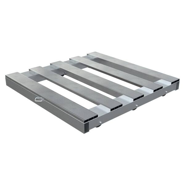 Vestil 42 in. x 42 in. 4000 lbs. Capacity Silver Aluminum Pallet Dolly with Pallet Top and Tilt