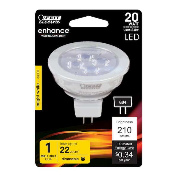 Feit Electric Equivalent MR11 GU4 Bi-Pin Dimmable 12-Volt Track Lighting CRI LED Flood Light Bulb, Bright White (24-Pack) BPFTD/930CA/24 - The Home Depot
