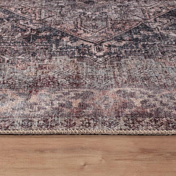 Calista Medallion Machine Washable Charcoal 10 ft. x 14 ft. Area Rug