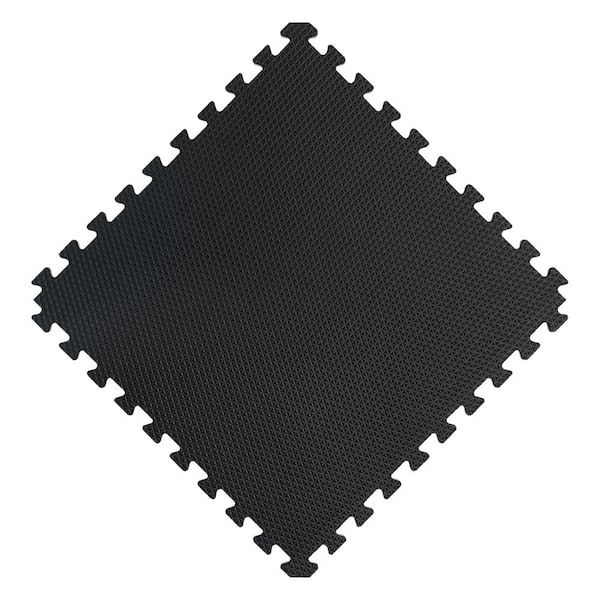 Norsk Reversible Dark Walnut/Black Faux Wood 24 in. x 24 in. x 0.47 in. Foam Mats (4-Pack)